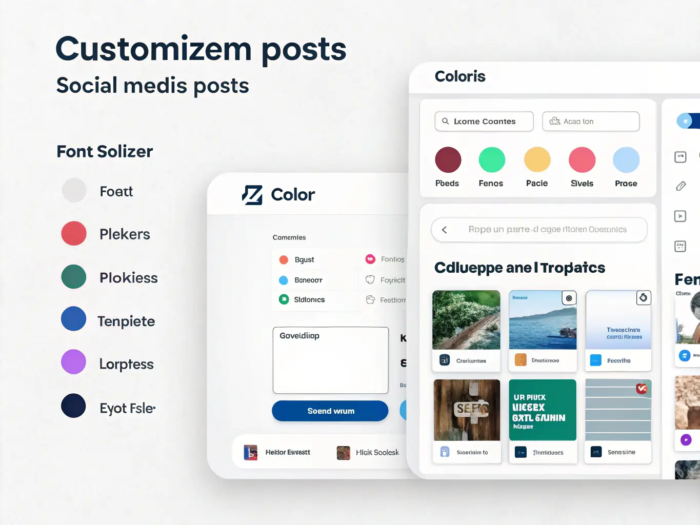 A clean, modern interface showcasing the customization options of the call-to-action widget, with various color palettes, font choices, and layout configurations displayed.